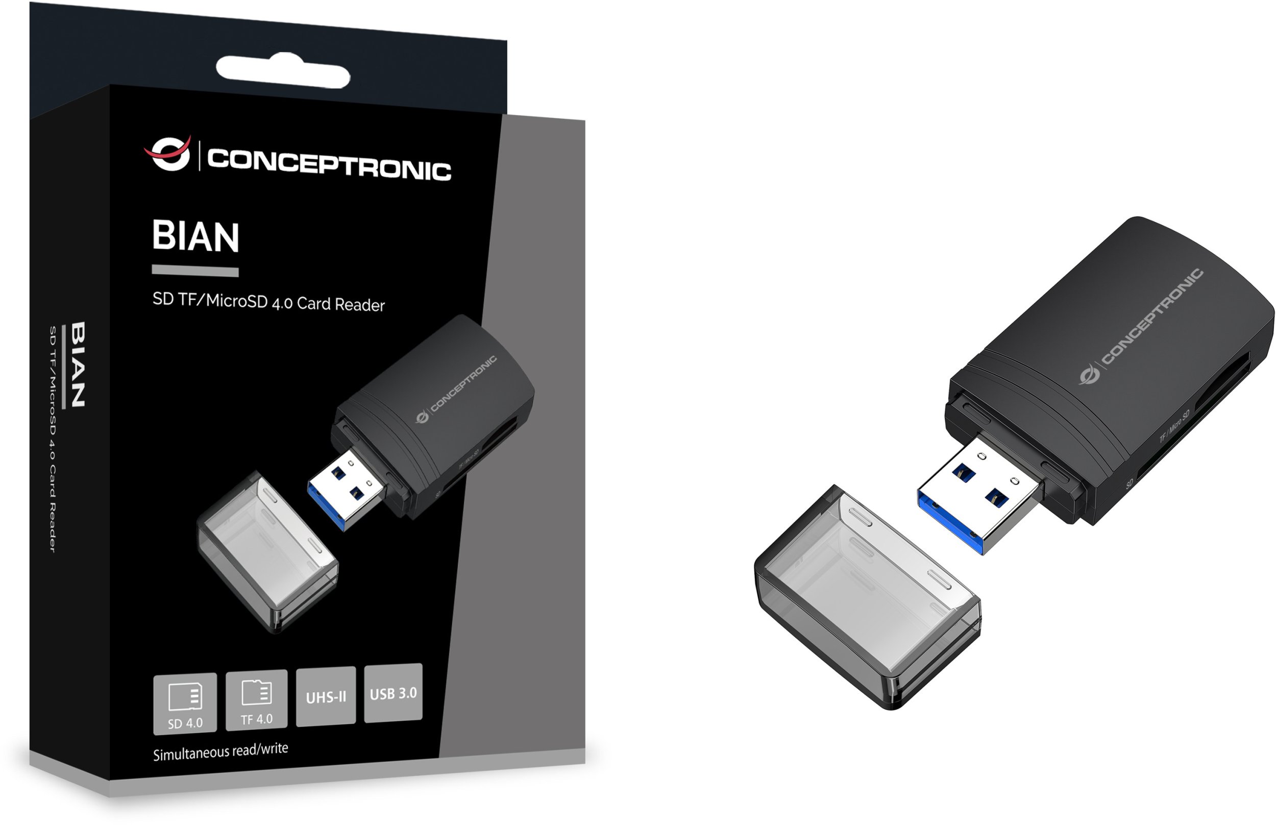 Lexues kartelash Conceptronic BIAN06B, USB 3.0, SD dhe MicroSD, i zi