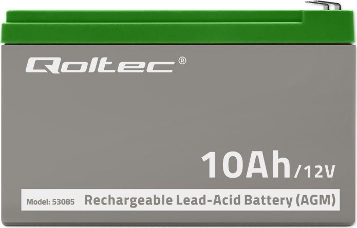 Bateri AGM Qoltec 12V 10Ah, pa mirëmbajtje, e zezë