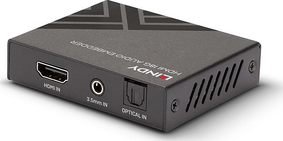 Audio embedder HDMI Lindy 18G, 4K 60Hz HDR, TosLink dhe 3.5mm, i zi
