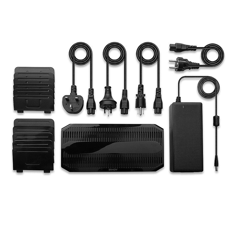 Stacion karikimi Lindy 73435, 120W, 10 porta USB me USB C, i zi
