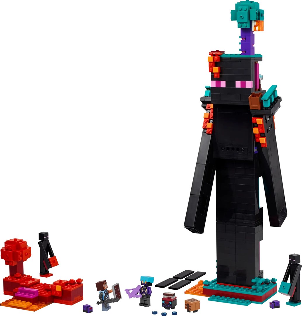 Lodër ndërtimi Lego Minecraft 21279 The Enderman Tower, set me kulla dhe figura, shumëngjyrëshe