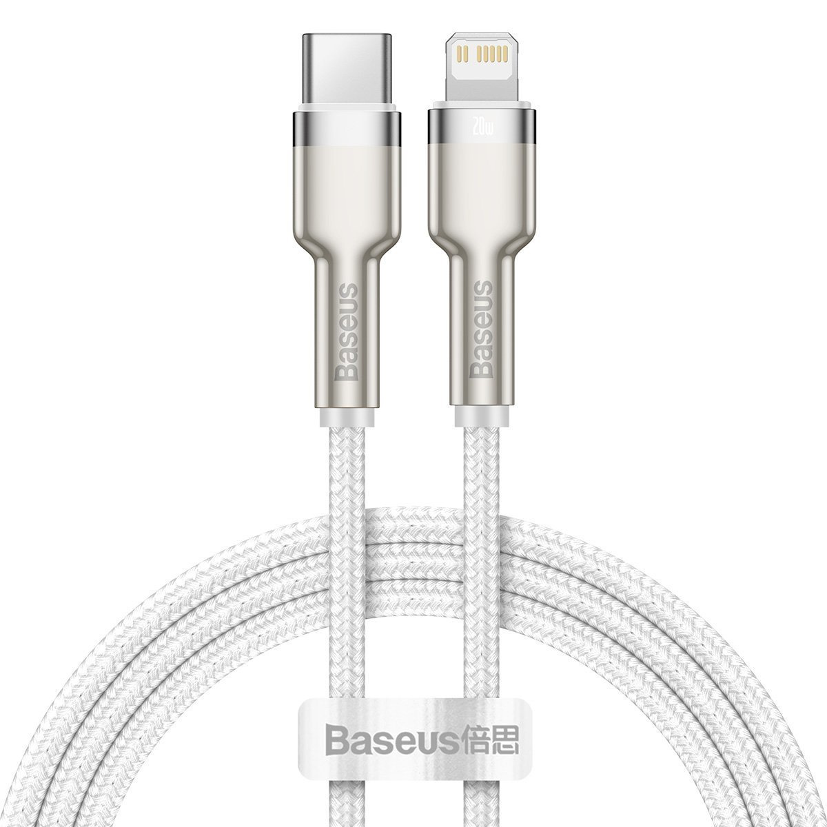 Kabllo karikimi Baseus CATLJK-A02, USB-C në Lightning, 1 m, e bardhë