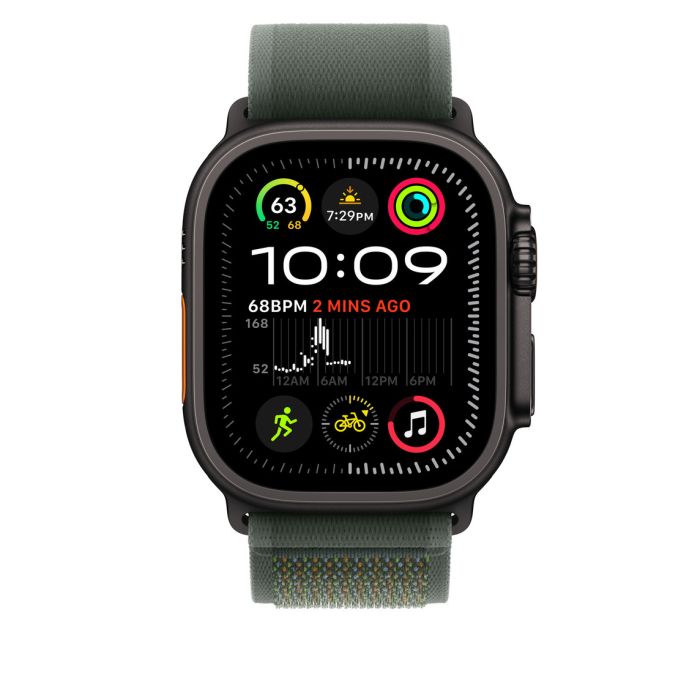 Apple Watch 49mm Loop, Green Trail Loop, Black Titanium Finish, M/L