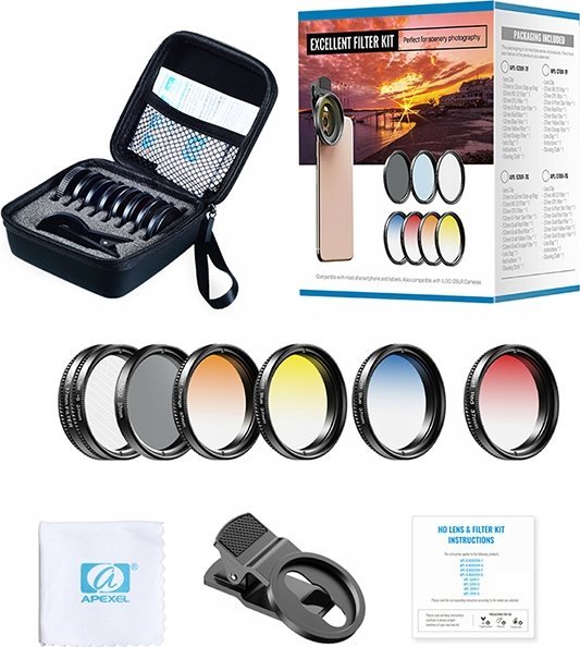 Set filtrash telefoni Apexel APL-52UV-7G, 7‑në‑1, CPL ND32 Star Half