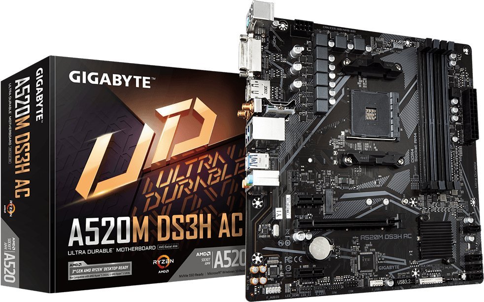 Pllakë amë GIGABYTE A520M DS3H AC, AMD Ryzen 5000, DDR4, WiFi 5