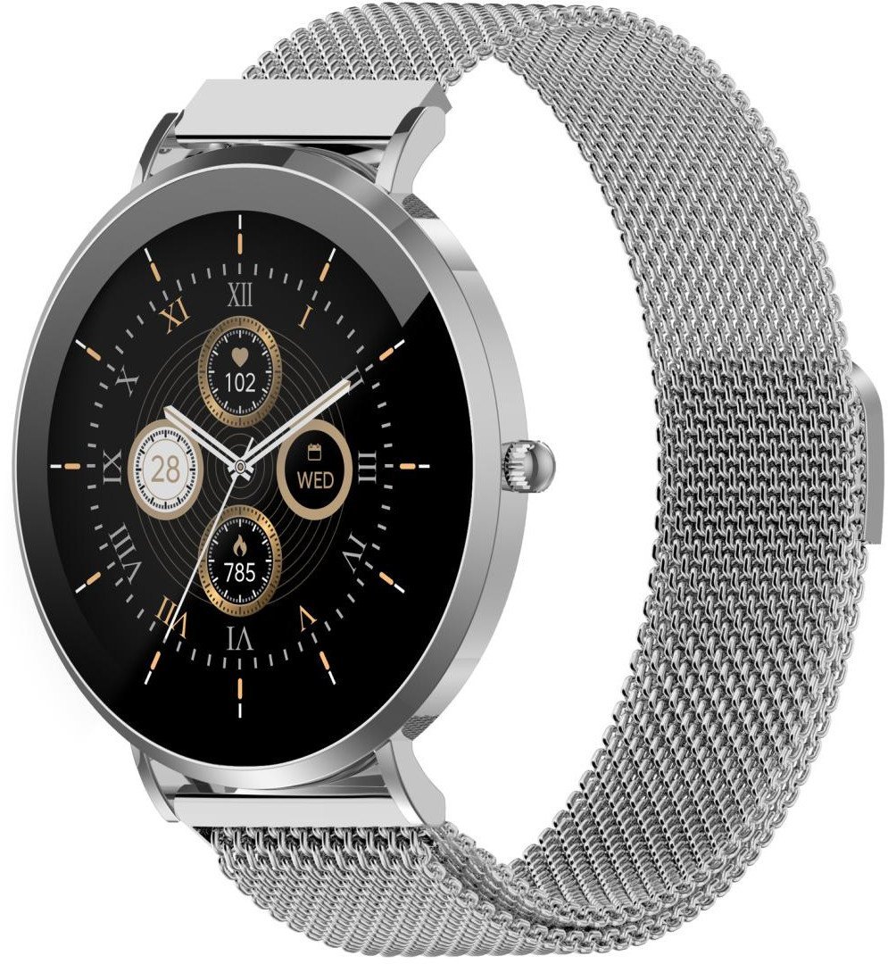 Ora inteligjente Denver SWC-394S, ekran 1.32" AMOLED, IP68, argjendtë