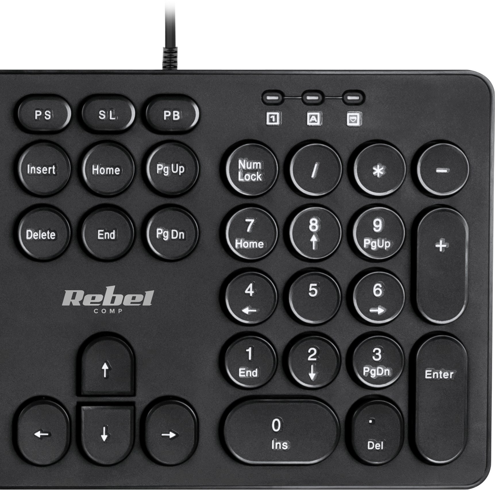 Tastierë Rebel WDK100, me kabllo USB 2.0, taste membranë, e zezë