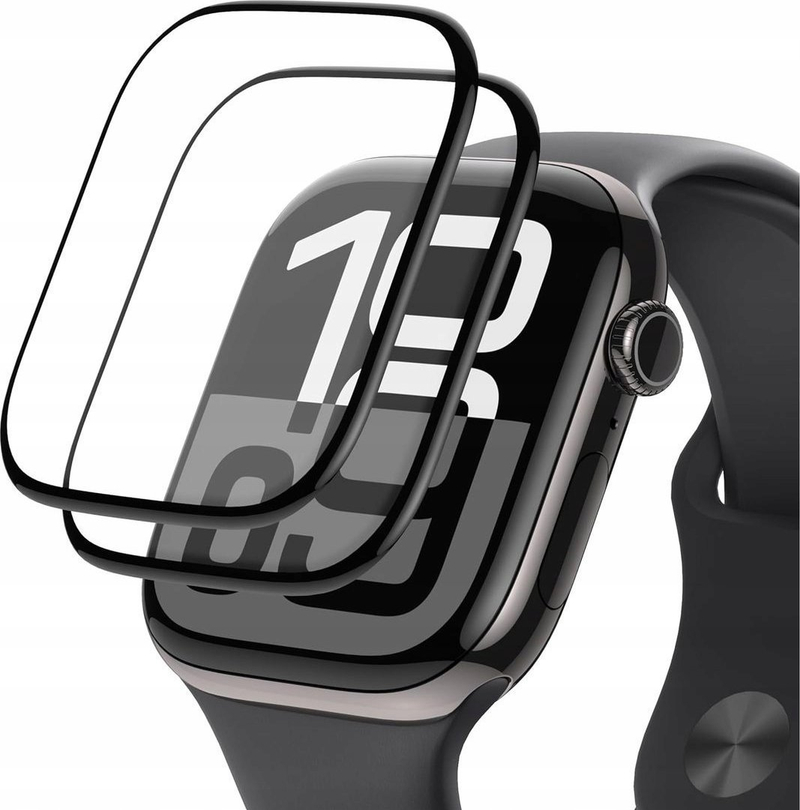 Mbrojtës ekrani Wozinsky Full Glue për Apple Watch Series 10 42mm, xham i kalitur, kornizë e zezë