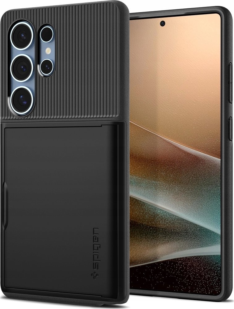 Mbulesë Spigen Slim Armor CS për Samsung Galaxy S25 Ultra, me kuti kartash, e zezë