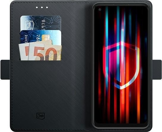Këllëf portofol 3MK për Oppo A78 4G, mbyllje magnetike, me xhepa për karta, i zi