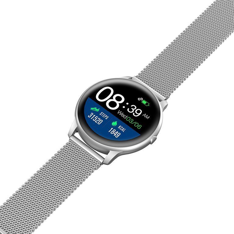 Smartwatch për gra G. Rossi SW015-3, ekran inteligjent, lidhje me telefon, argjend
