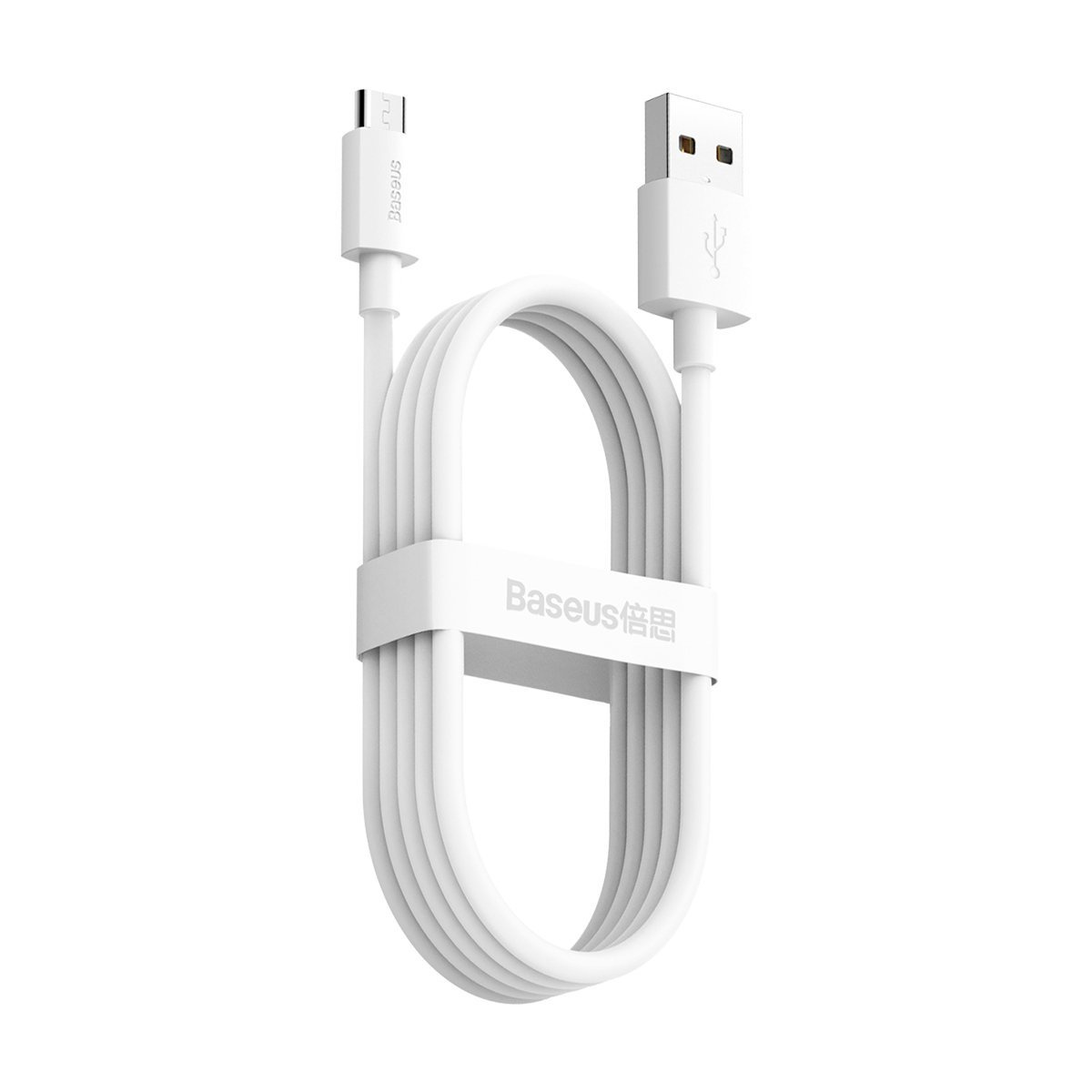 Kabllo USB Baseus Simple Wisdom BSU2080, USB A në microUSB, 1.5 m, e bardhë
