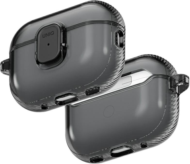 Kuti mbrojtëse UNIQ Glase Pro për AirPods Pro 3, TPU transparent, me kapëse, gri e tymosur