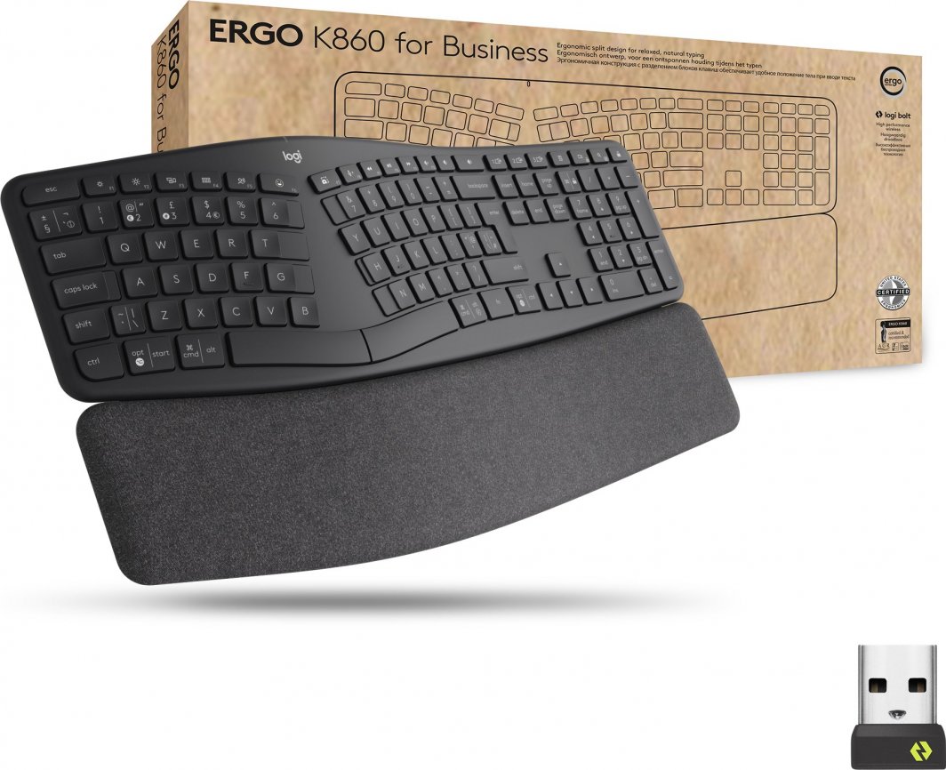 Tastierë Logitech Ergo, wireless, US INTL, grafit