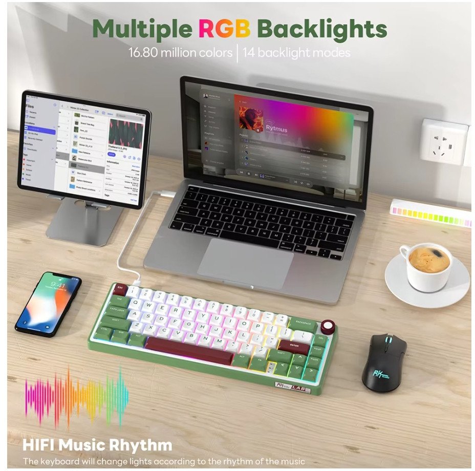 Tastierë mekanike Royal Kludge RK R65, 65%, RGB, me kabllo