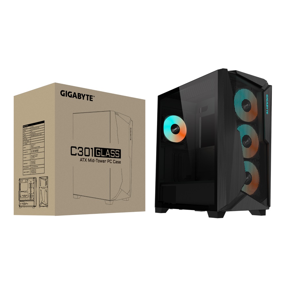 Kasë për PC GIGABYTE C301 GLASS, e zezë