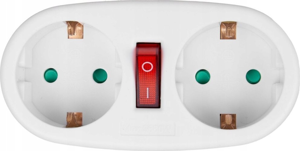 Zgjatues elektrik Maclean MCE338, 2 priza Type F, çelës automatik ON OFF, i bardhë