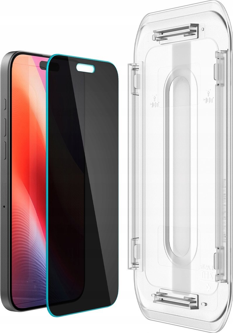 Xham mbrojtës Spigen Glass TR EZ Fit Privacy, 2 copë, për iPhone 16 Pro, transparent