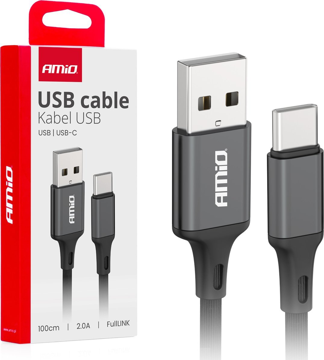 Kabllo karikues USB AMiO 03899, për makinë dhe shtëpi, e zezë gri