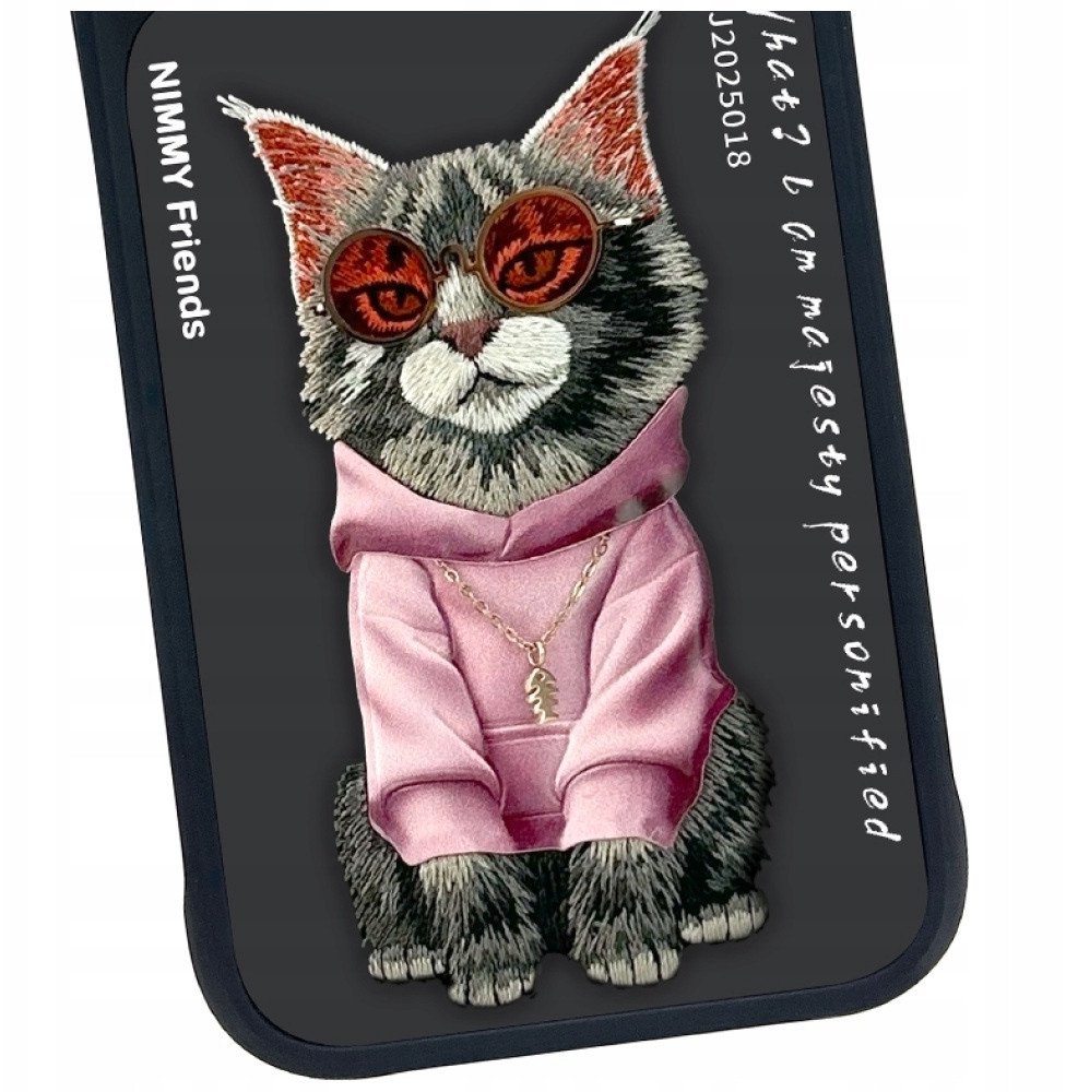 Mbrojtëse telefoni Nimmy Case Glasses Cool Cat, për iPhone 17 Pro, e zezë