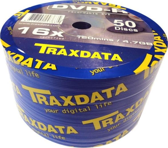 Дискови DVD-R Traxdata TRD50S, 4.7GB, 16x, пакување 50 парчиња