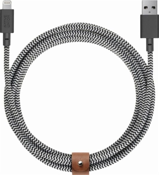 Kabllo USB Native Union BELT, USB A në Lightning, 3 m, zi bardhë