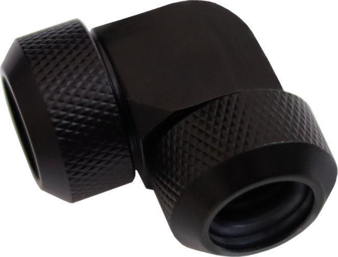 Përshtatës ftohje uji Alphacool Eiszapfen, 13mm HardTube, lidhës 90°, i zi