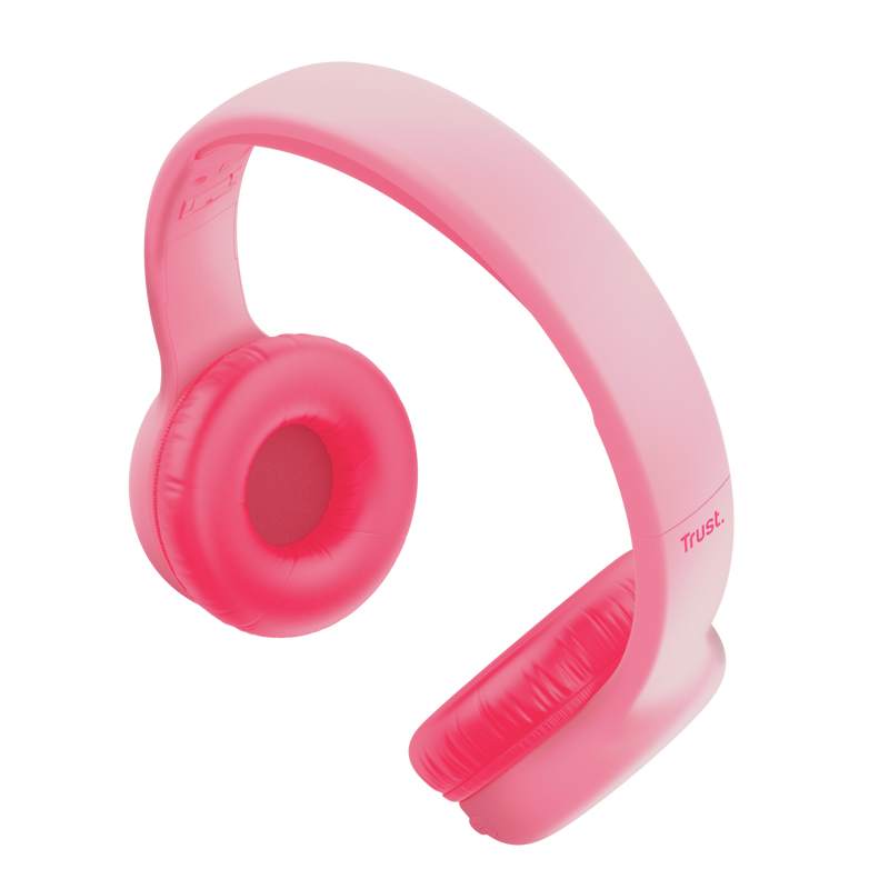 Kufje pa tela për fëmijë Trust NOUNA, Bluetooth, kufizim volum 85 dB, rozë