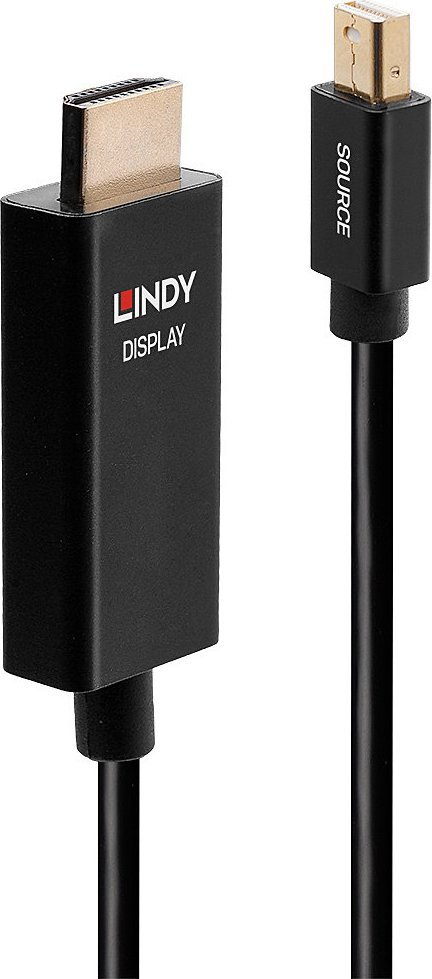 Kabllo Lindy Mini DisplayPort në HDMI, 2m, 4K 60Hz, HDR, e zezë