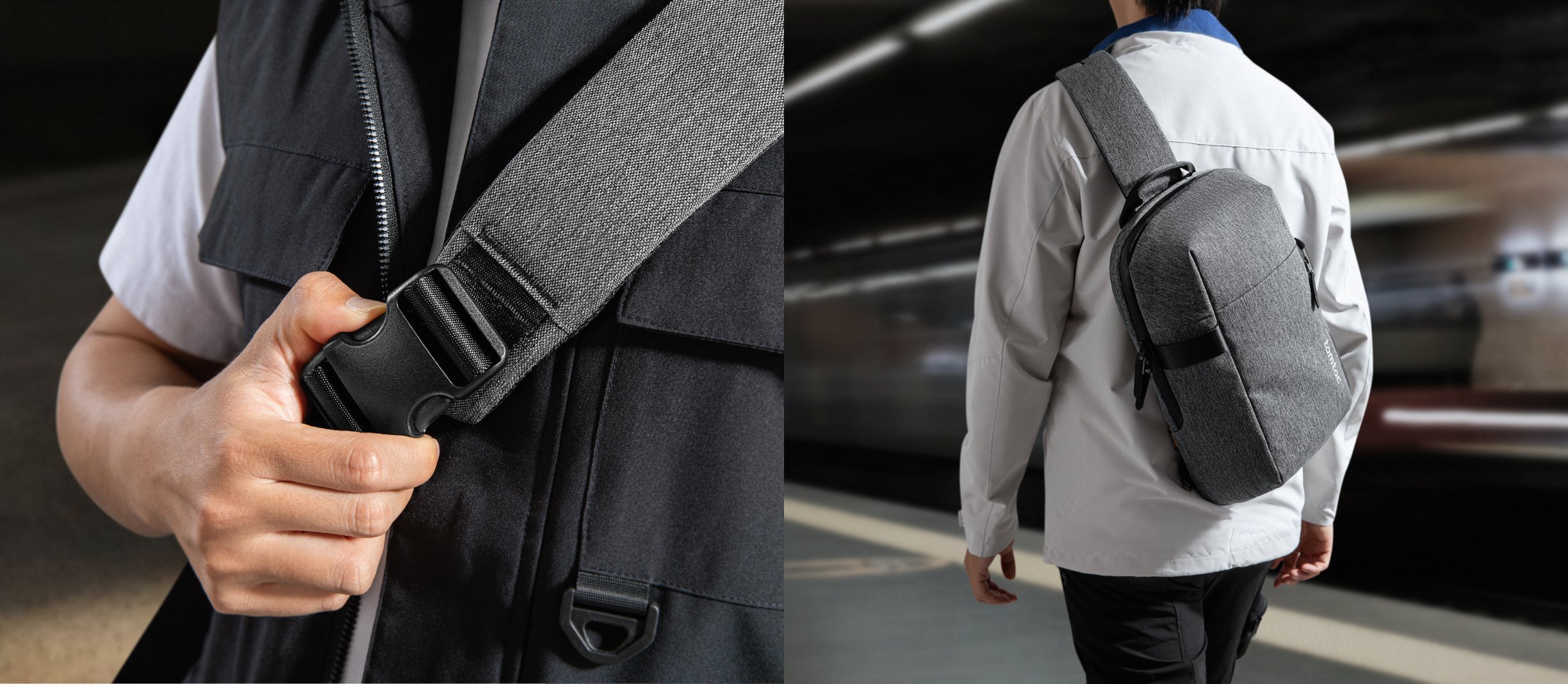 Çantë krahu Tomtoc Navigator T24 Sling Bag M, 13", 7L, gri