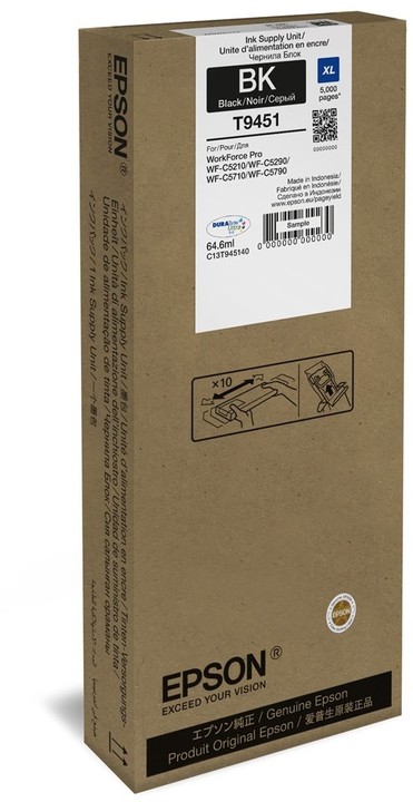 Ngjyrë për printer Epson C13T945140, WF-C5XXX, e zezë