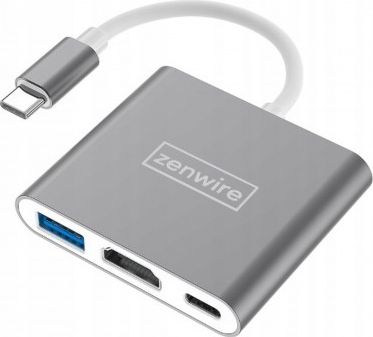 Adapter USB C Zenwire 3in1 MHL Hub, HDMI 4K, USB 3.0, gri