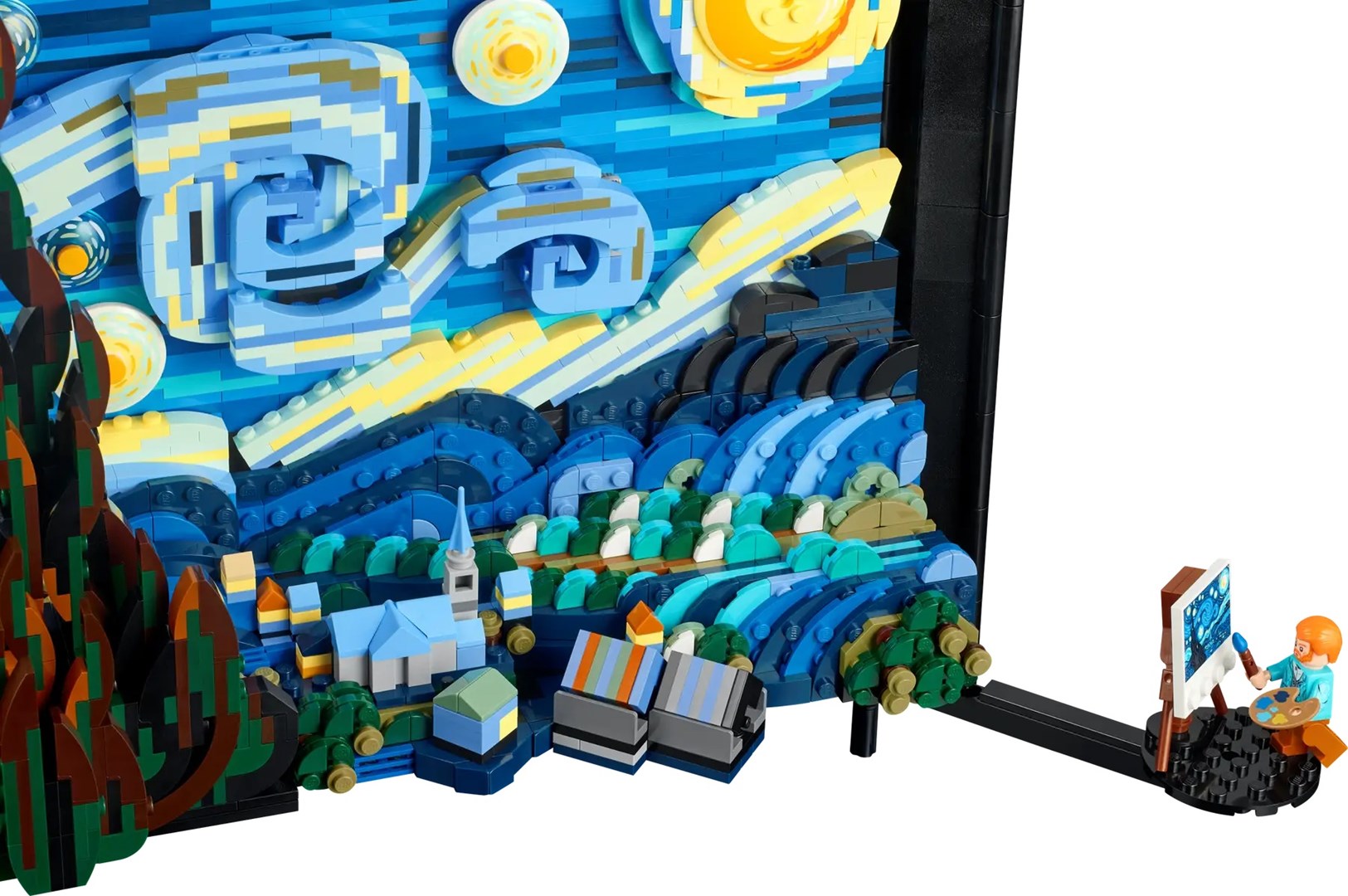 Set LEGO Ideas The Starry Night 21333, dekor muror, minifigura Vincent van Gogh, shumëngjyrësh
