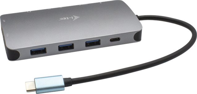 Dock USB C I tec Metal Nano, HDMI VGA LAN, karikues 100W, gri metalik