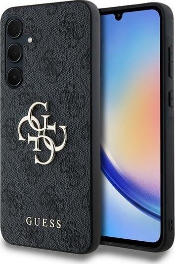 Mbulesë telefoni Guess PU 4G Metal Logo, për Samsung Galaxy A35 5G, gri