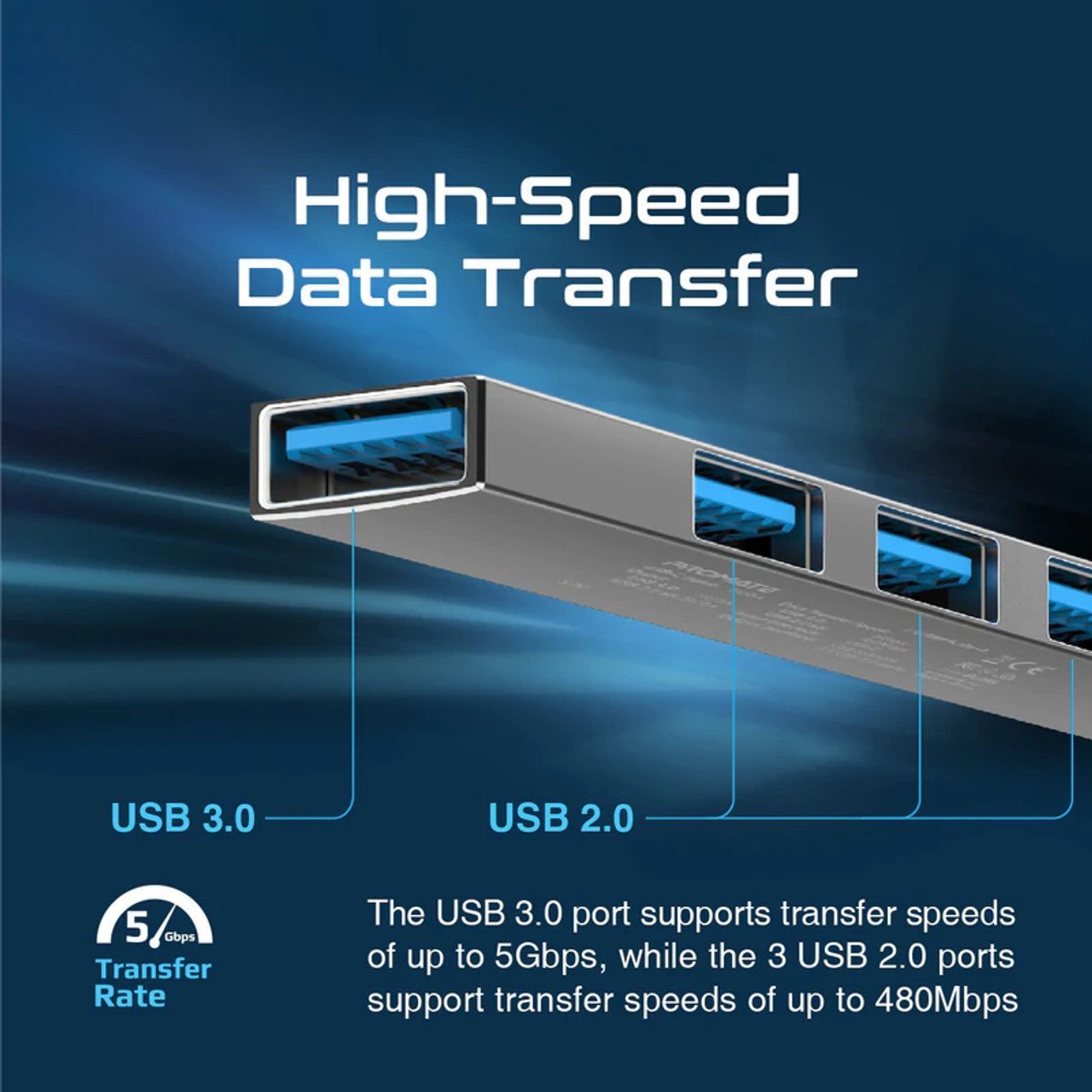 USB хаб ProMate LiteHub-4i, 4 во 1, USB-C во 4x USB-A, сребрена боја