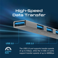 USB hub ProMate LiteHub-4i, 4 në 1, USB-C në 4x USB-A, argjendtë