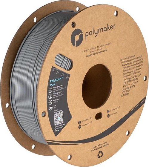 Filament 3D Polymaker PolySonic PLA Pro, 1.75mm, 1kg, gri
