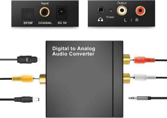 Konvertues audio Mozos DAC01, DAC digjital në analog, hyrje optike dhe koaksiale, i zi