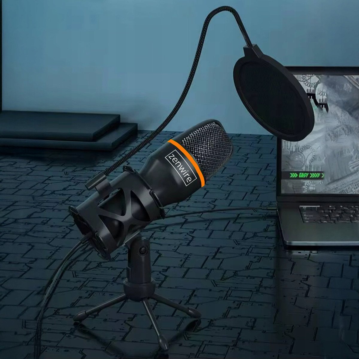 Mikrofon studio kondenzator Zenwire ME4, USB C USB 3.0, ndriçim RGB