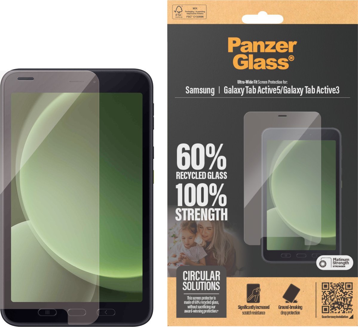 Mbrojtës ekrani PanzerGlass për Samsung Galaxy Tab Active5 Active3, Ultra Wide Fit, transparent