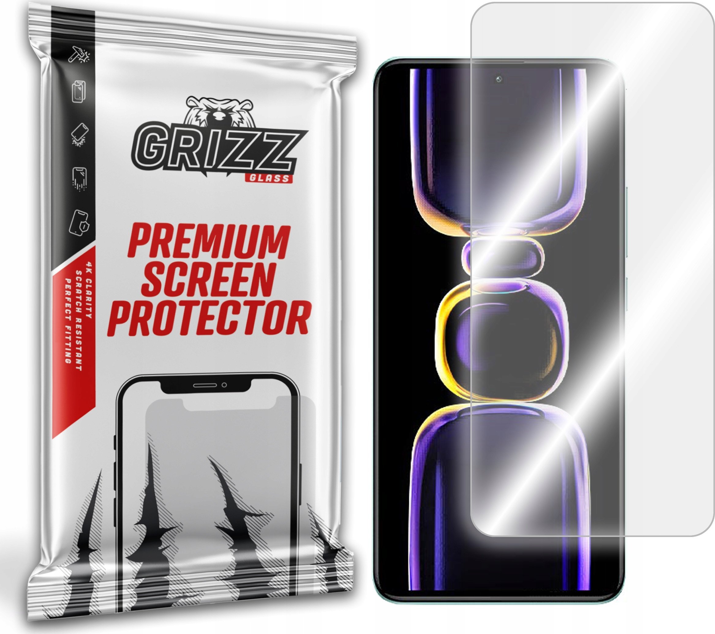 Mbrojtës ekrani GrizzGlass Hybrid për Xiaomi Redmi K60, xham hibrid, transparencë e lartë