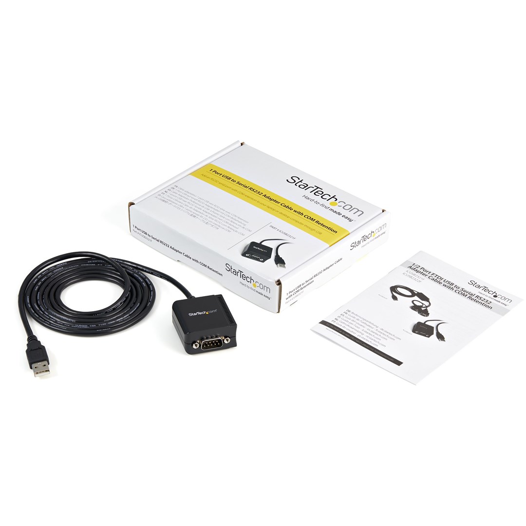 Kabllo StarTech, USB në Serial RS232, 1-port, e zezë