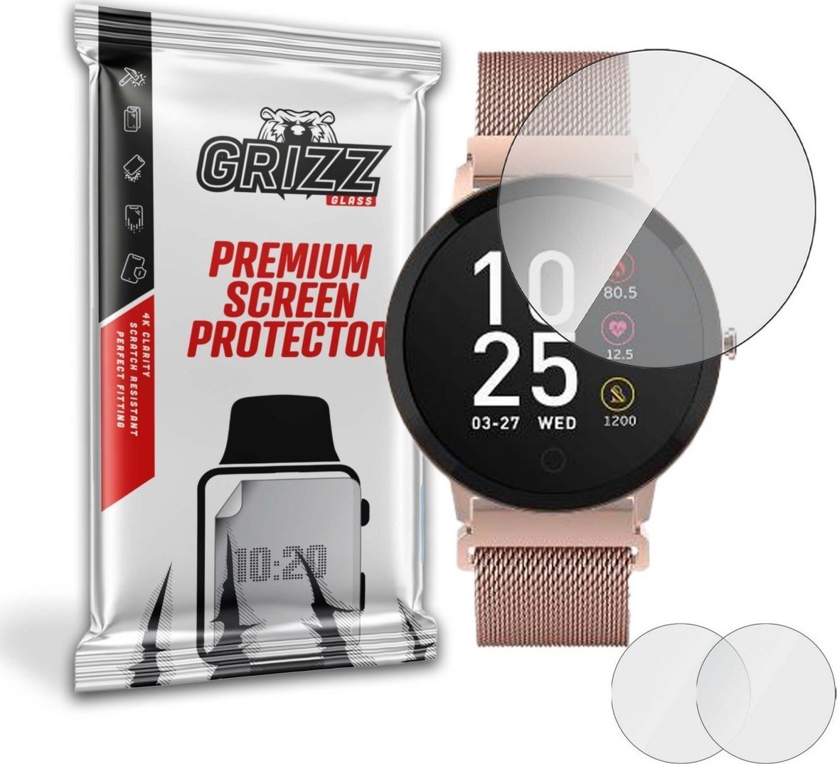 Xham mbrojtës smartwatch GrizzGlass Hybrid Glass Grizz Forever ForeVive, paketim 2 copë, transparent