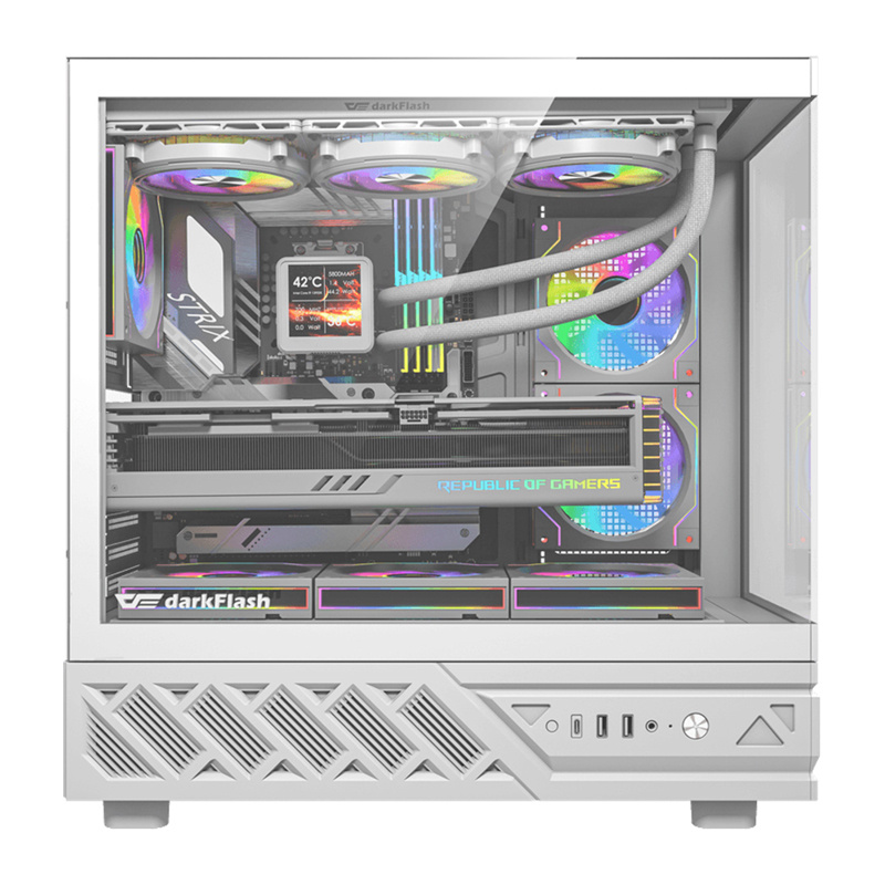 Kuti kompjuteri DarkFlash DS950V, midi tower, ekran IPS 6", e bardhë