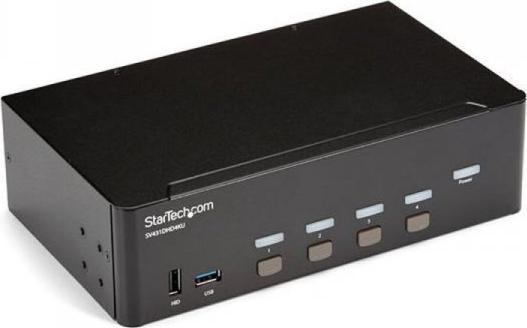 Ndërprerës KVM StarTech 4 porta HDMI, 4K 30Hz, dy ekrane, i zi