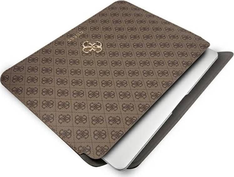 Futrollë laptopi Guess Sleeve Case, 13", lëkurë Saffiano, kafe