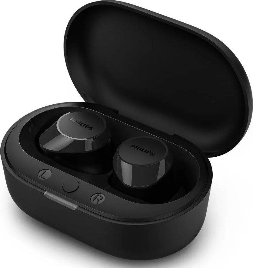 Kufje wireless Philips TAT1209, true wireless, me kuti karikimi, të zeza