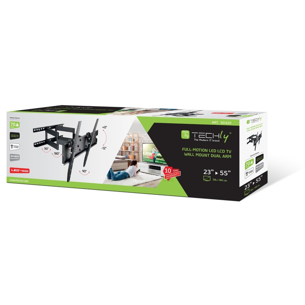 Mbajtëse muri për TV Techly, 23"-55", VESA 400x400, e zezë