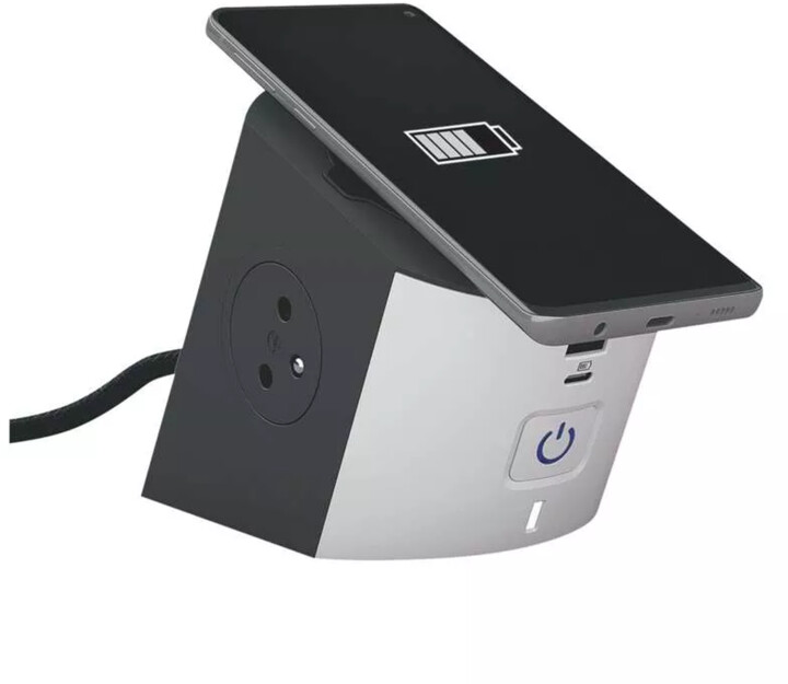 Kabllo zgjatëse Legrand, 2 priza, USB-A, USB-C, 10W, 2m, e zezë / bardhë